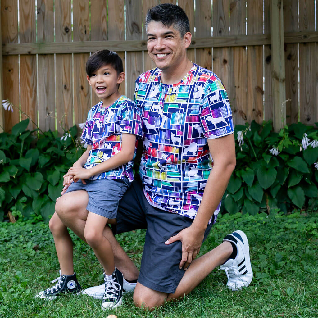 "Dog Eared" Rainbow Books & Dogs Henley Short Sleeve Tee