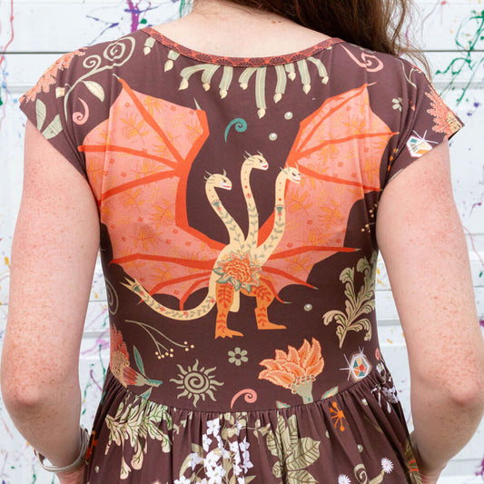Adult "Beast Mode" Kaiju Monsters Short Sleeve Maxi Dress With Pockets