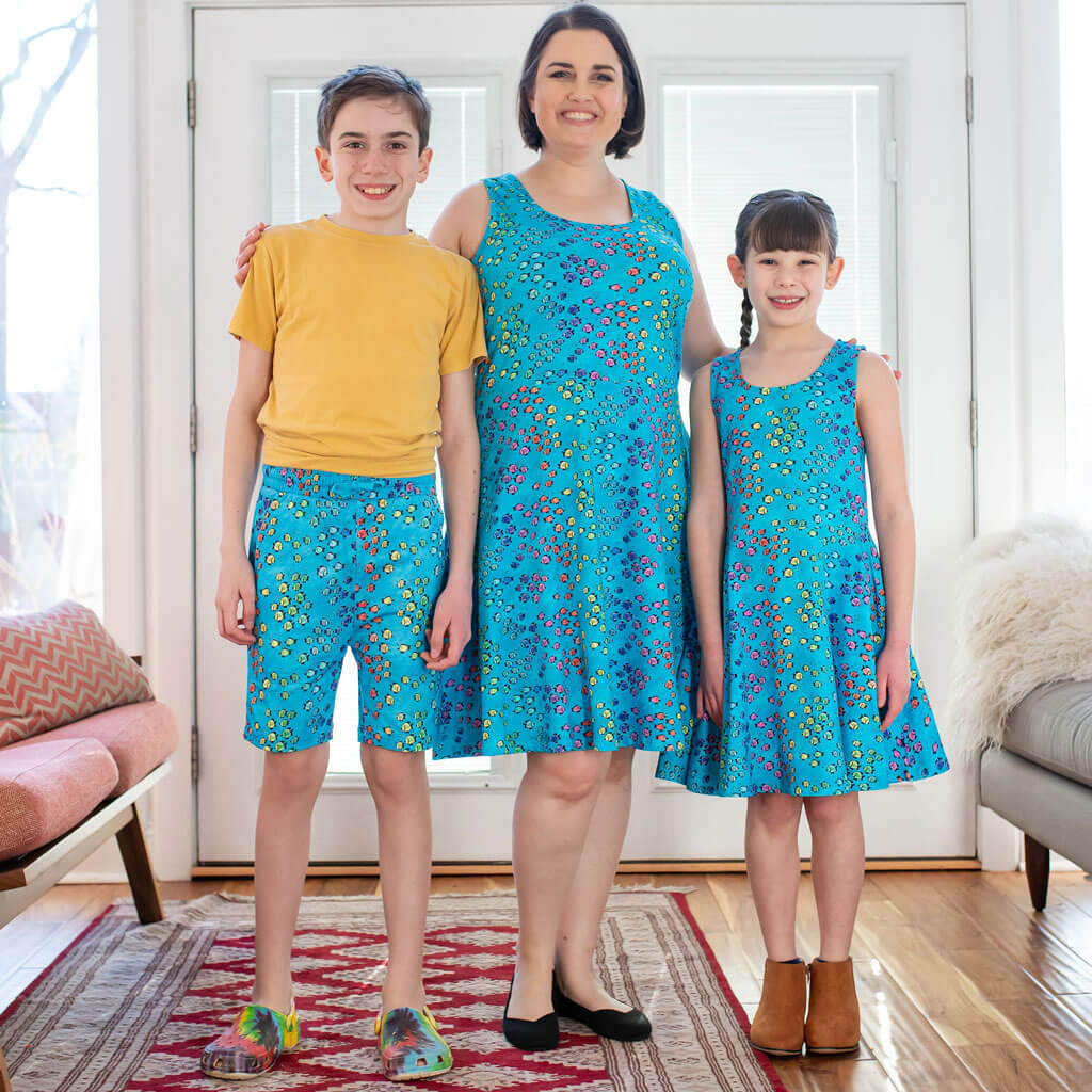 Adult "Summer School" Rainbows of Fish Sleeveless Dress with Pockets