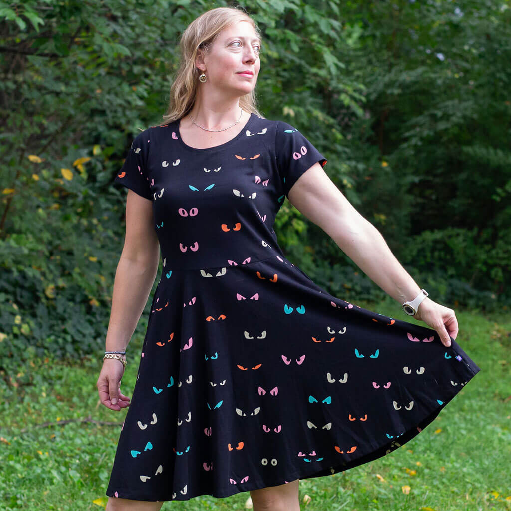 Adult "Jeepers Creepers" Spooky Eyes A-Line Dress with Pockets