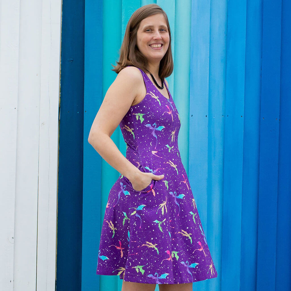 Adult "Star Fire" Dragons Sleeveless Dress with Pockets