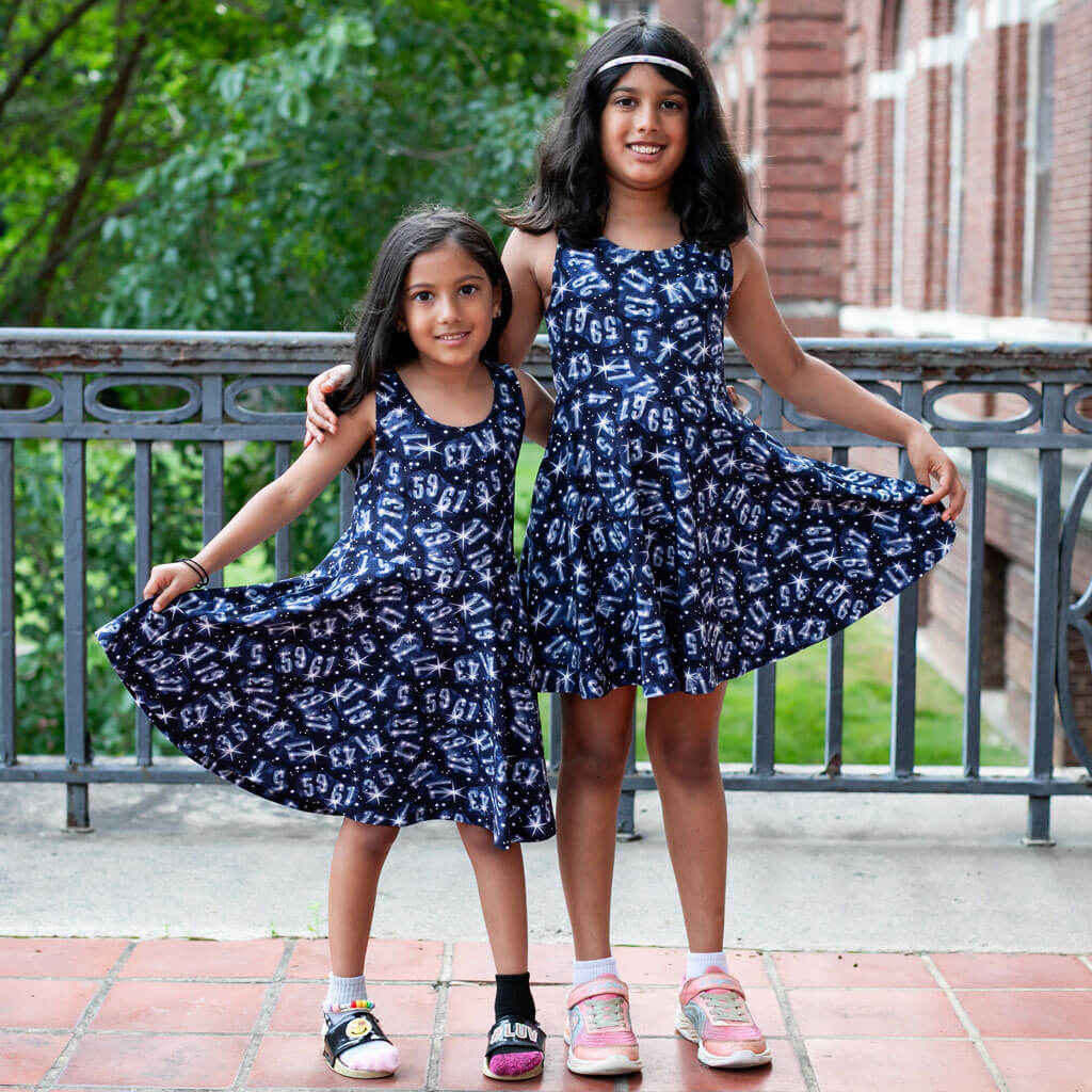 Twin Prime Numbers Sleeveless Play Dress with Pockets