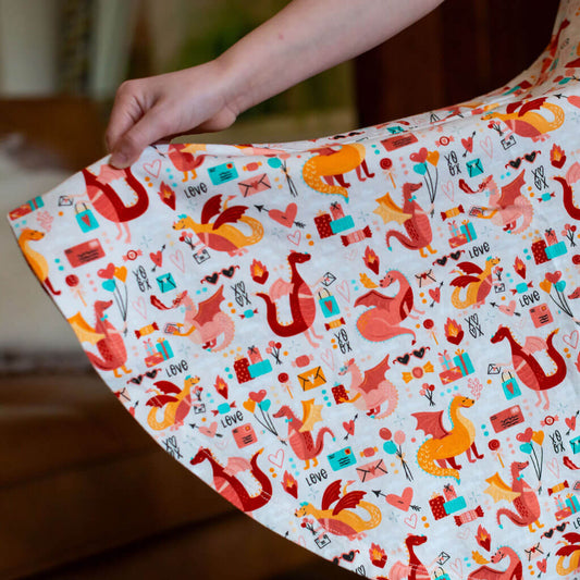 "Burning Love" Valentine Dragons Super Twirler Dress with Pockets