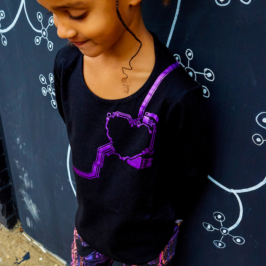 Android Heart Circuits Long Sleeve Tunic Shirt