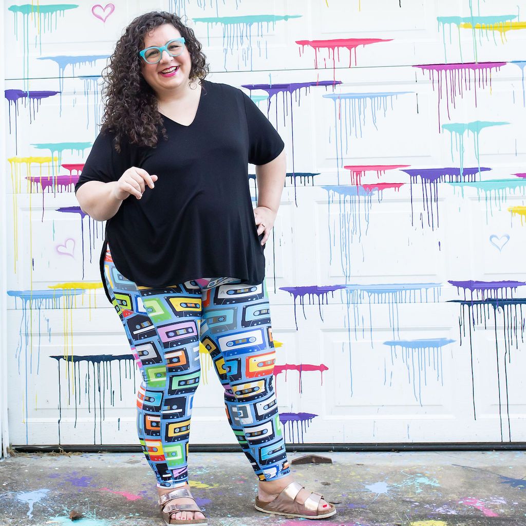 "Ready Cassette Go" Mix Tapes Leggings with Pockets - Adult