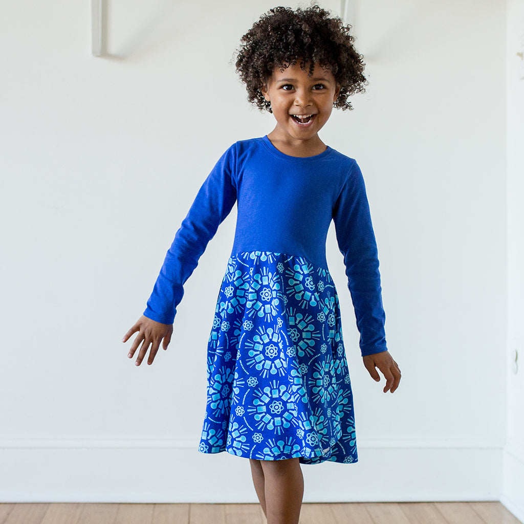 "Atomic Flurry" Twirly Play Dress with Long Sleeves