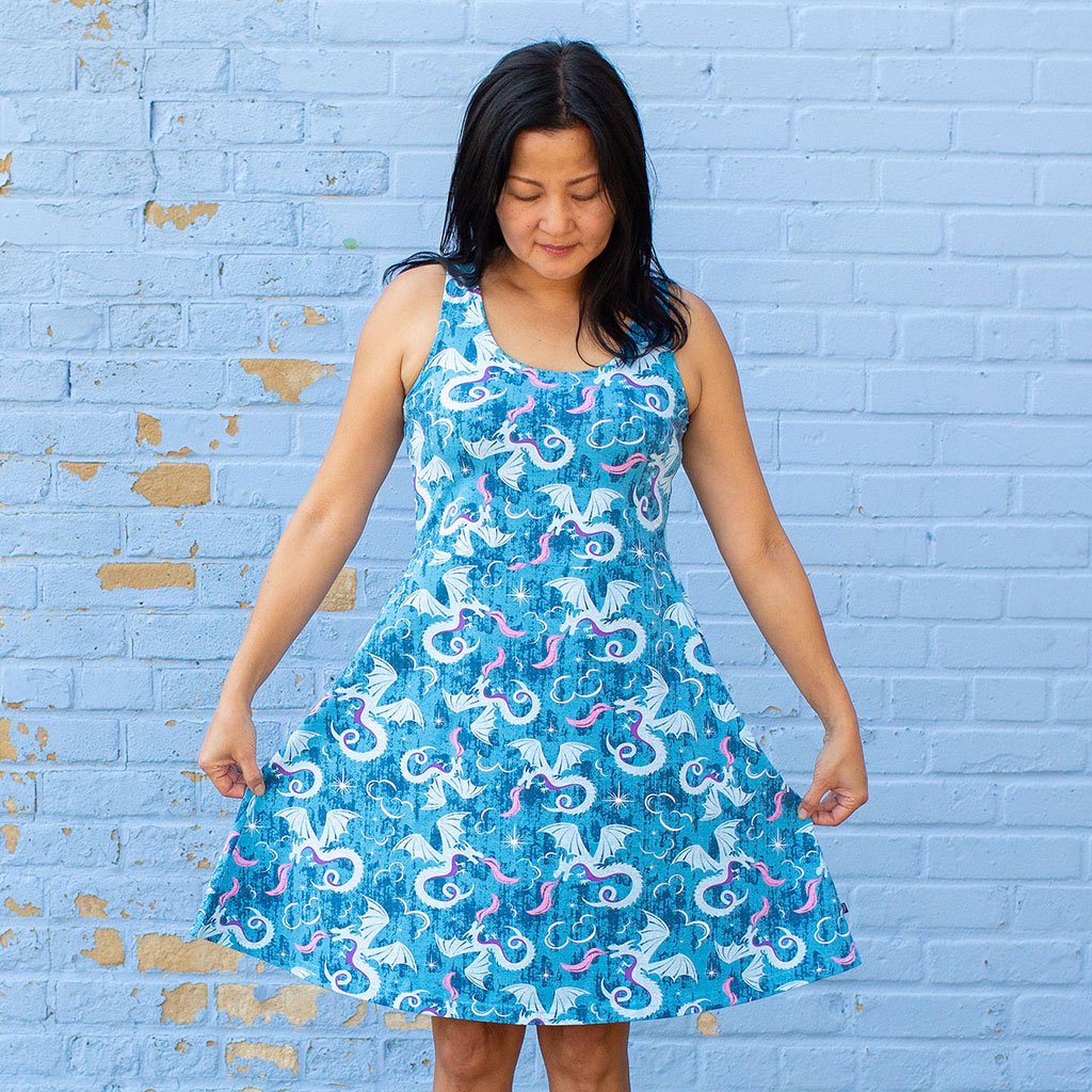"Ice and Fury" Dragons Sleeveless Dress with Pockets - Adult