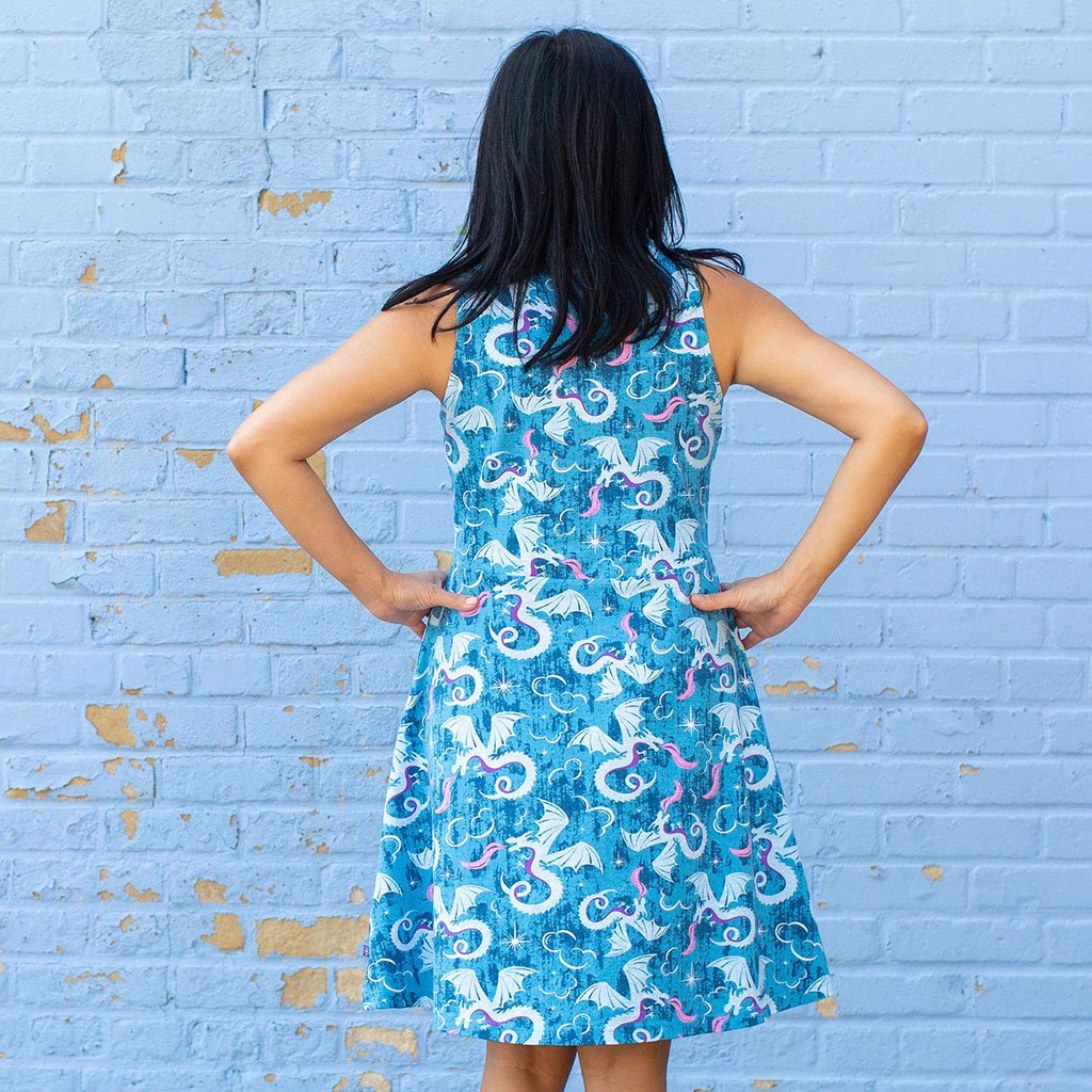 "Ice and Fury" Dragons Sleeveless Dress with Pockets - Adult