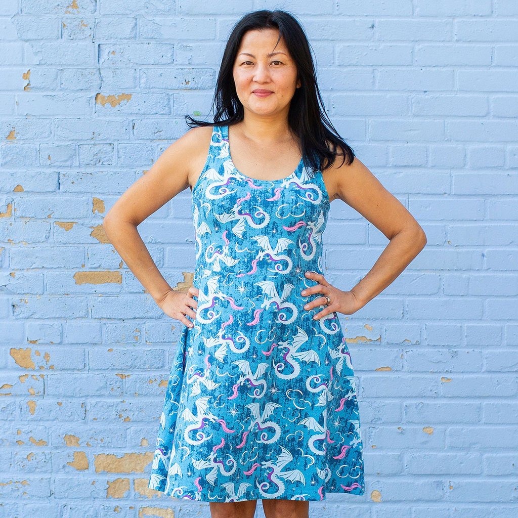 "Ice and Fury" Dragons Sleeveless Dress with Pockets - Adult