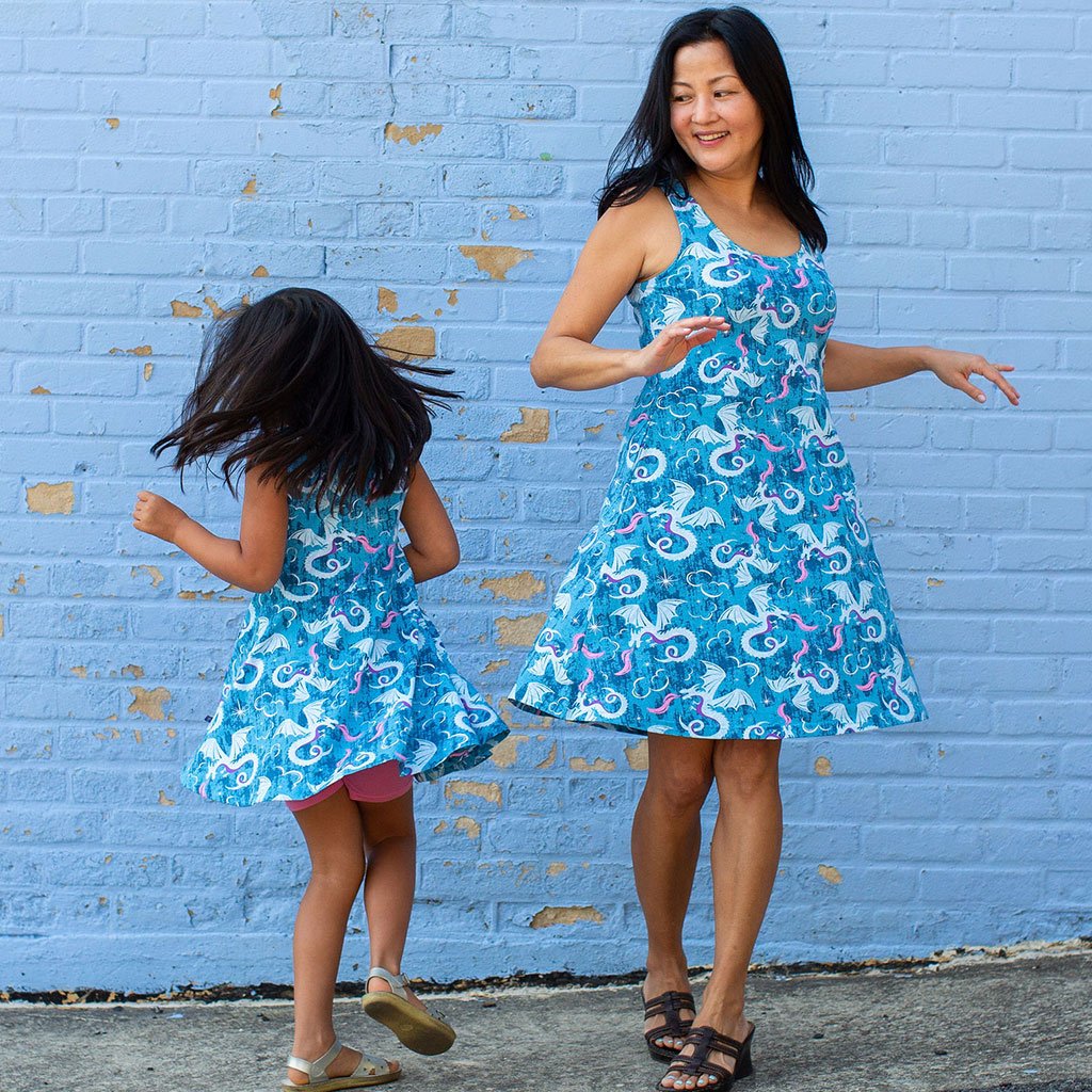 "Ice and Fury" Dragons Sleeveless Dress with Pockets - Adult