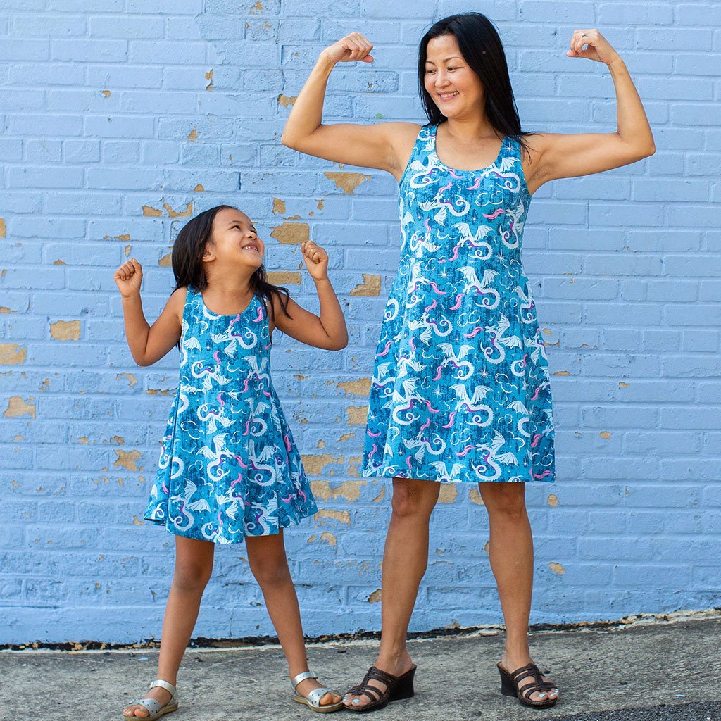 "Ice and Fury" Dragons Sleeveless Dress with Pockets - Adult