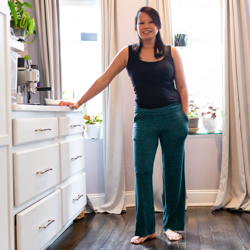 “Lazy Loading” Coding Foldover Straight Leg Lounge Pants with Pockets