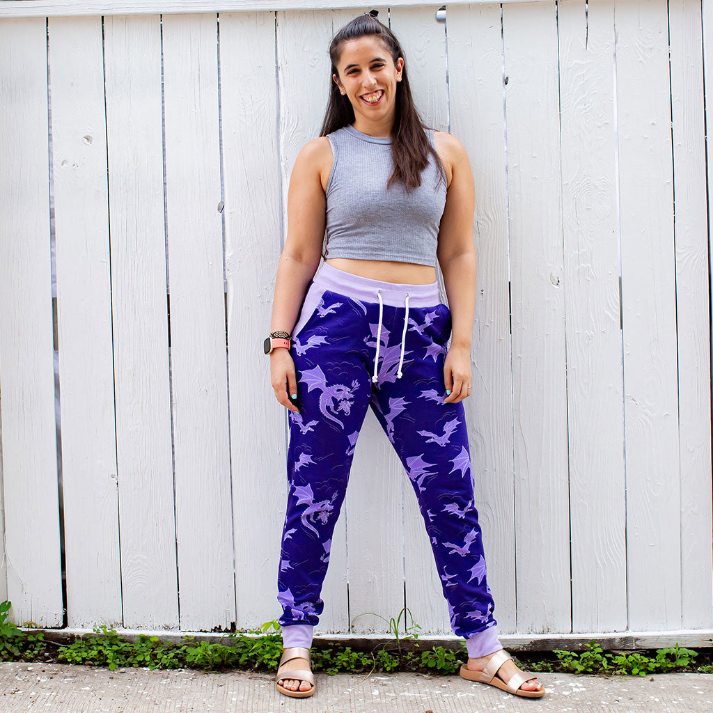 "Purple Reign" Dragons Fuzzy Fleece Jogger Pants - Adult