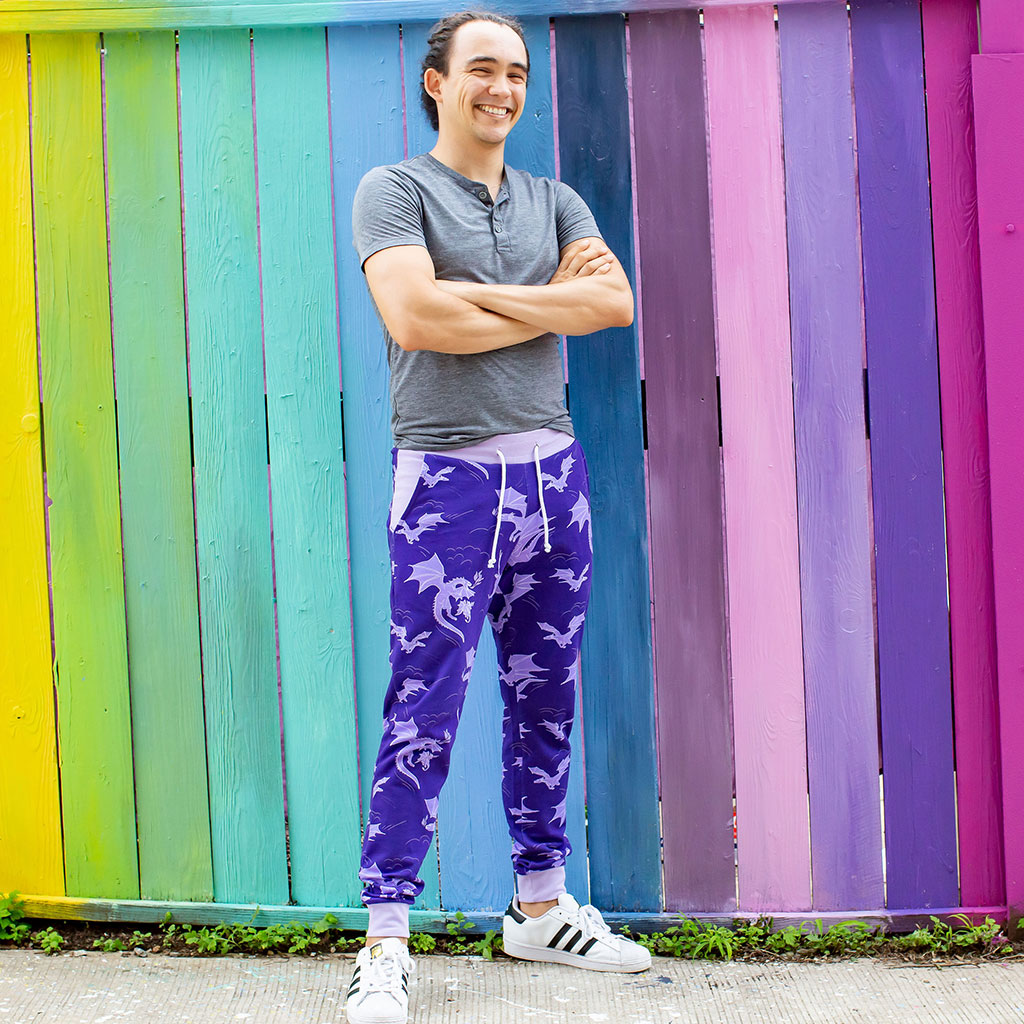 "Purple Reign" Dragons Fuzzy Fleece Jogger Pants - Adult