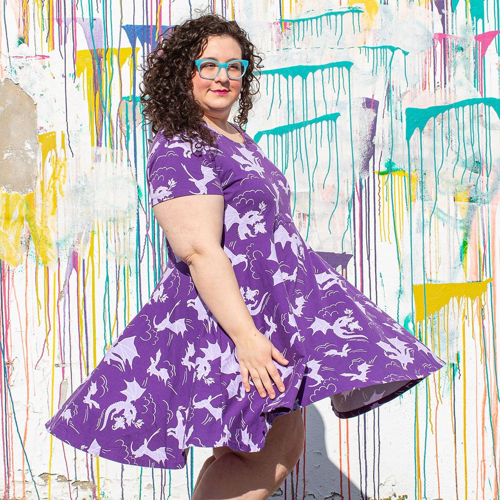 "Purple Reign" Dragons Short Sleeve Super Twirler Dress - Adult