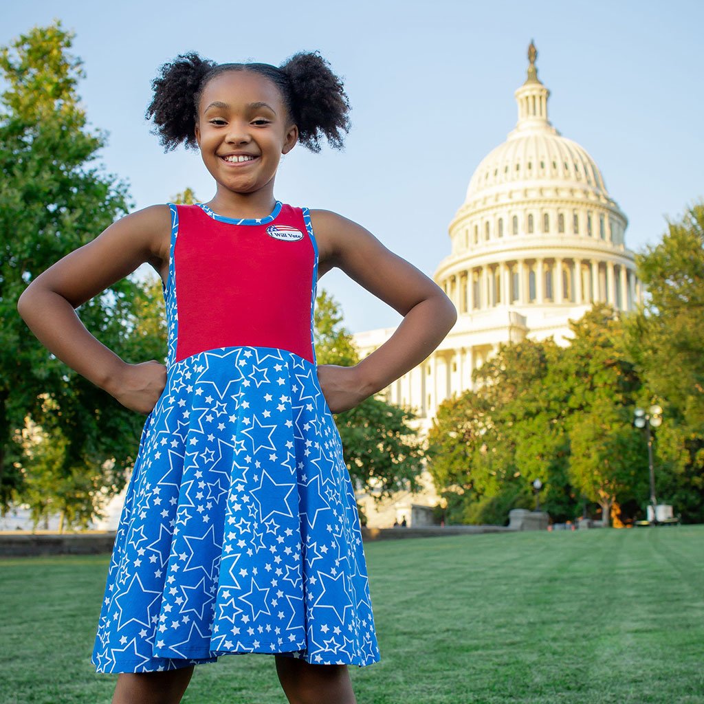 "I Will Vote" Star-Spangled Skater Dress with Pockets