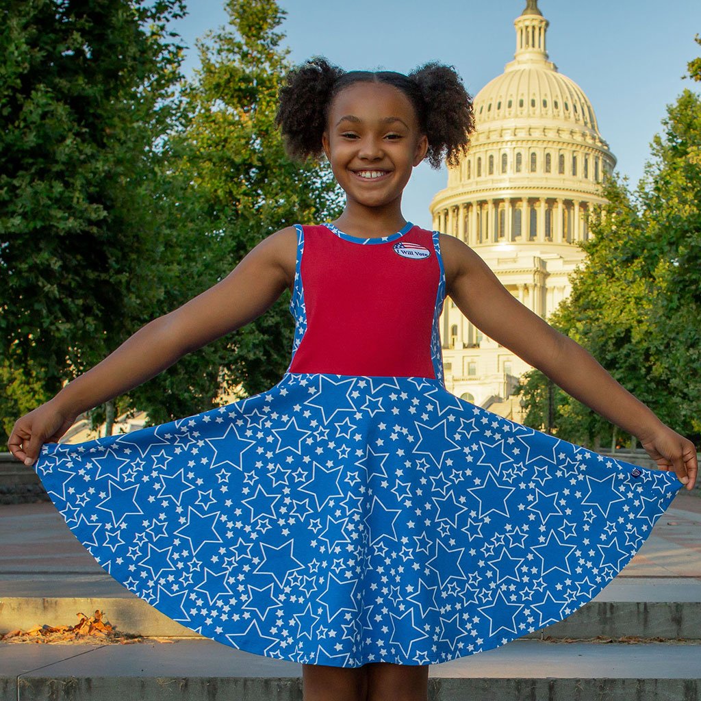 "I Will Vote" Star-Spangled Skater Dress with Pockets