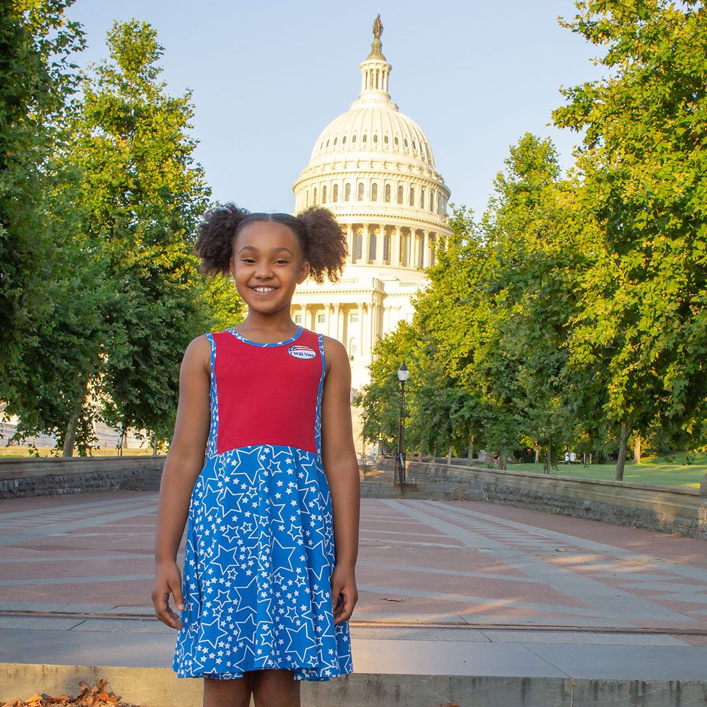 "I Will Vote" Star-Spangled Skater Dress with Pockets