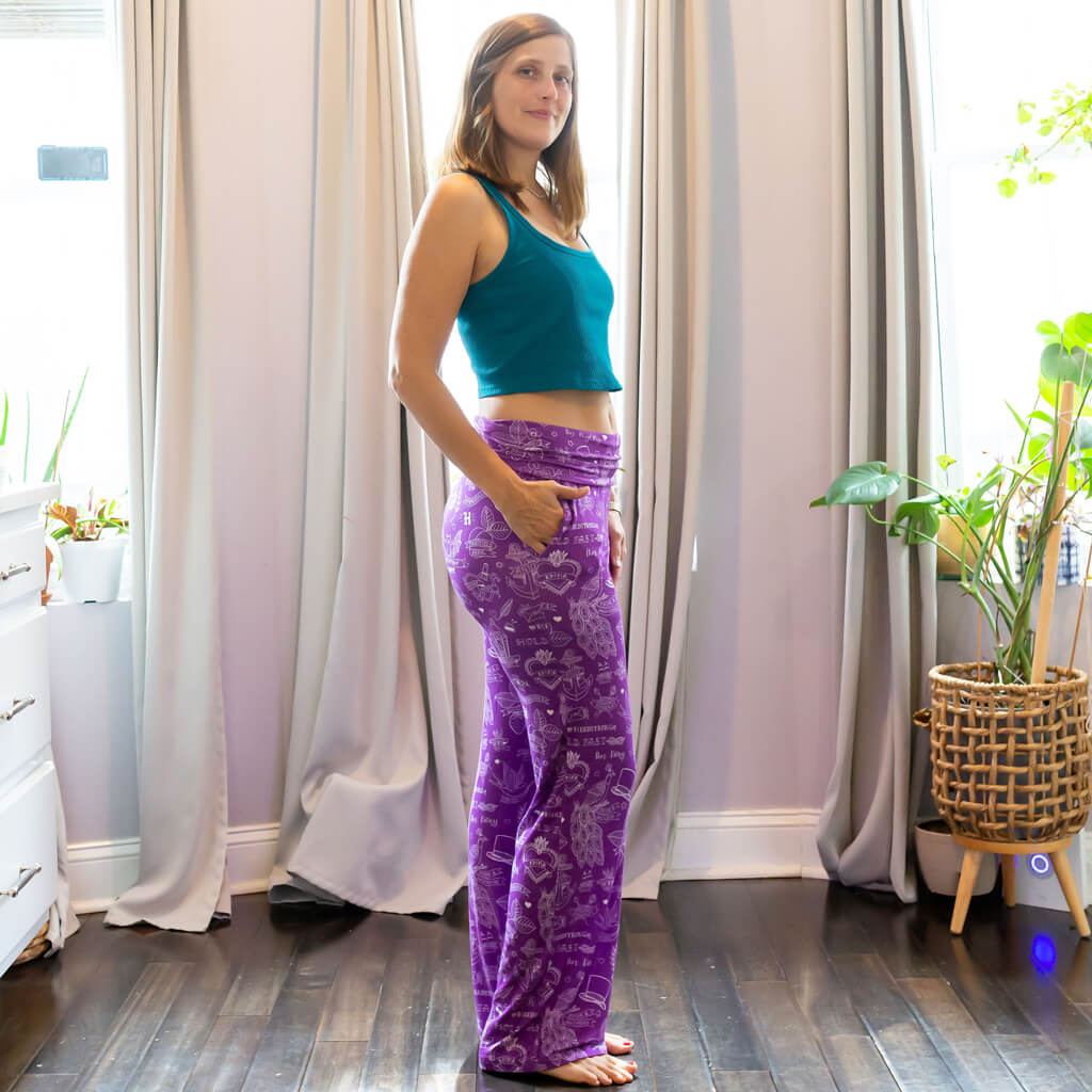 Jane Austen Tattoos Foldover Straight Leg Lounge Pants with Pockets