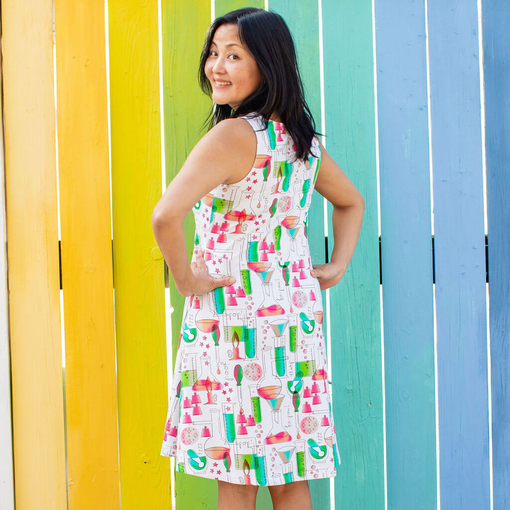 "Sound of Science" Adult Lab Equipment Sleeveless Dress with Pockets