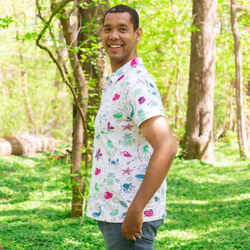 "Fibonacci Summer" Adult Math in Nature Short Sleeve Polo Shirt