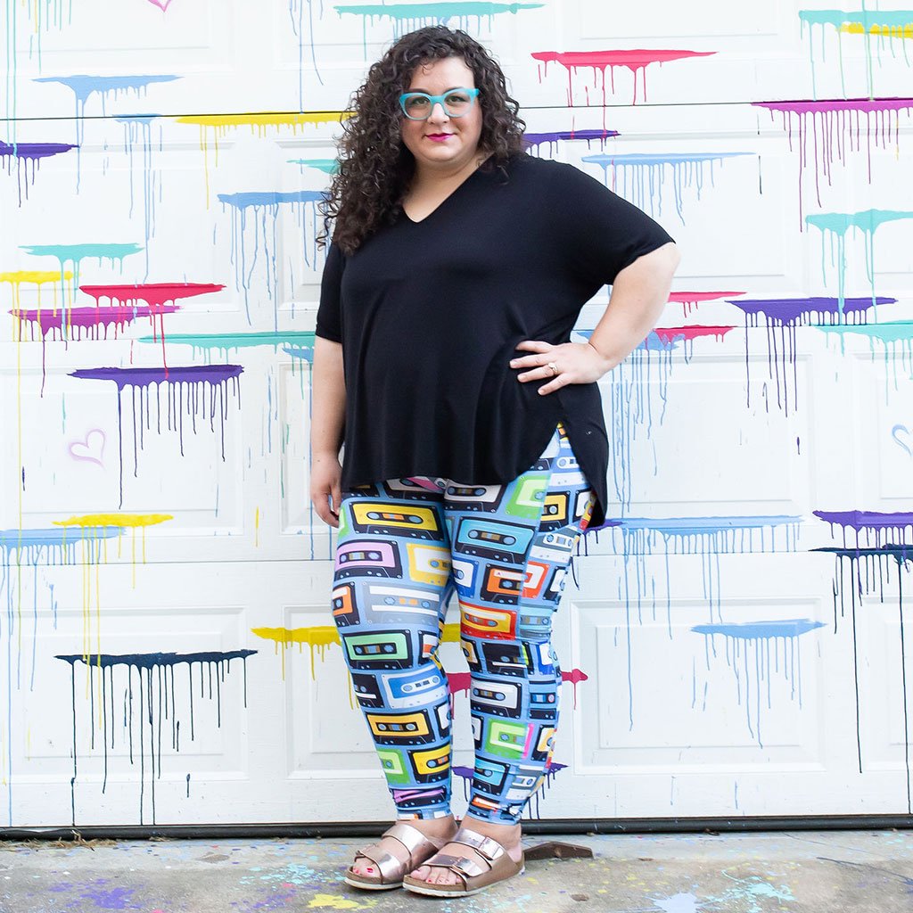 "Ready Cassette Go" Mix Tapes Leggings with Pockets - Adult