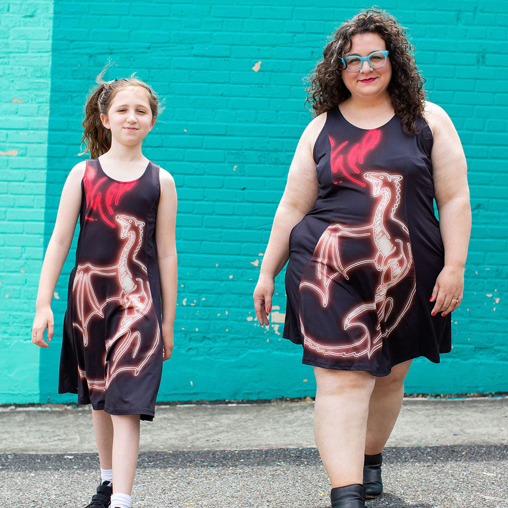 Neon Dragon Skater Dress - Adult