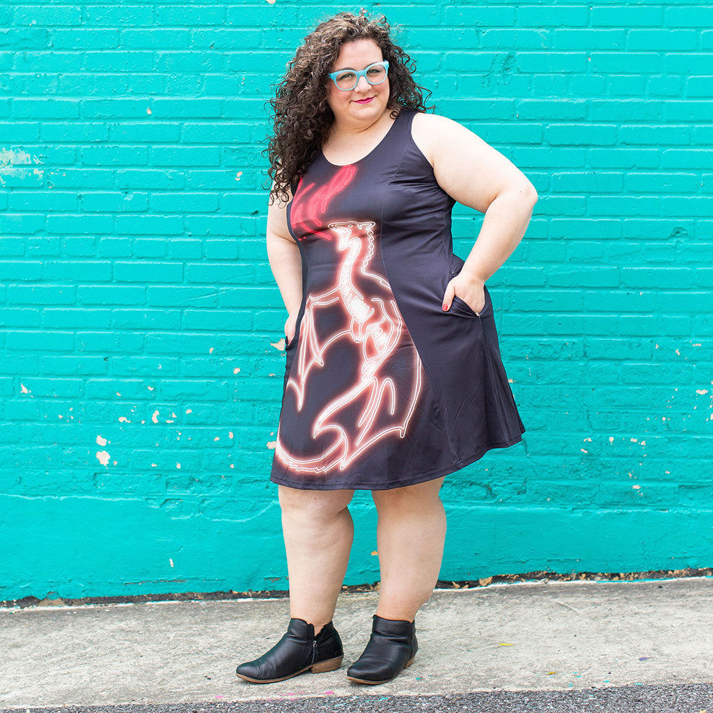 Neon Dragon Skater Dress - Adult