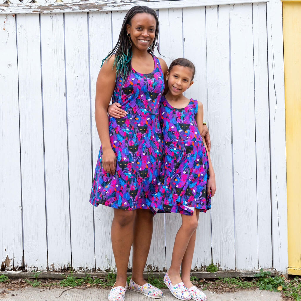 "Midnight Prowl" Adult Panthers Sleeveless Dress with Pockets