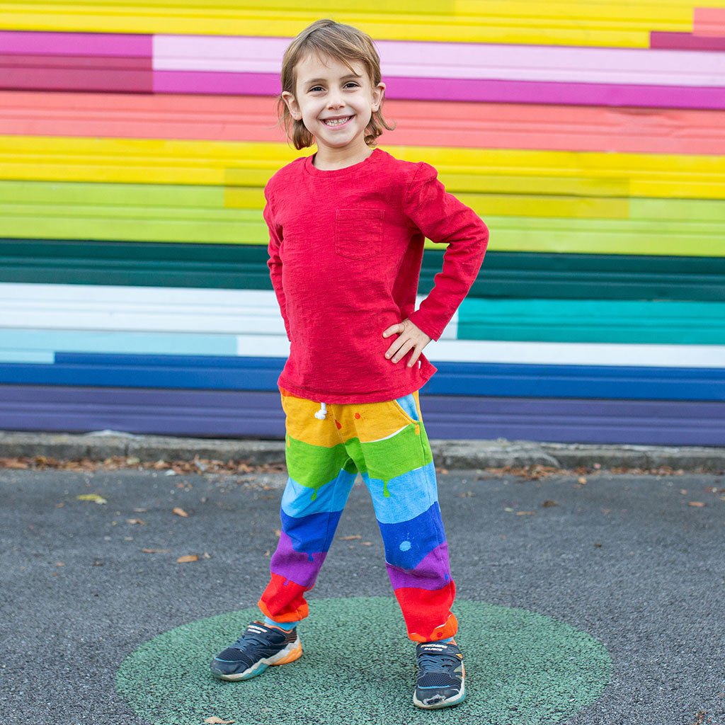 Rainbow Paint Fuzzy Fleece Jogger Pants