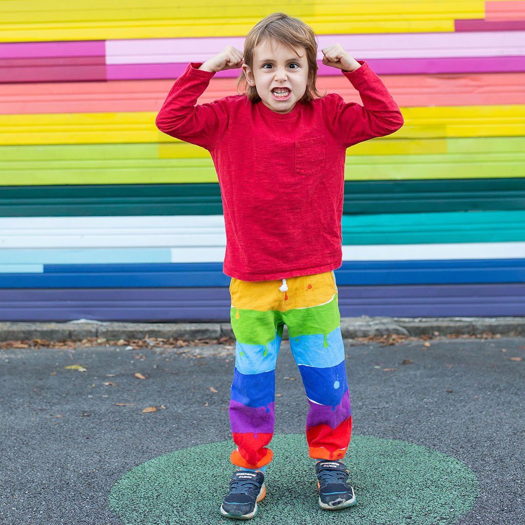 Rainbow Paint Fuzzy Fleece Jogger Pants