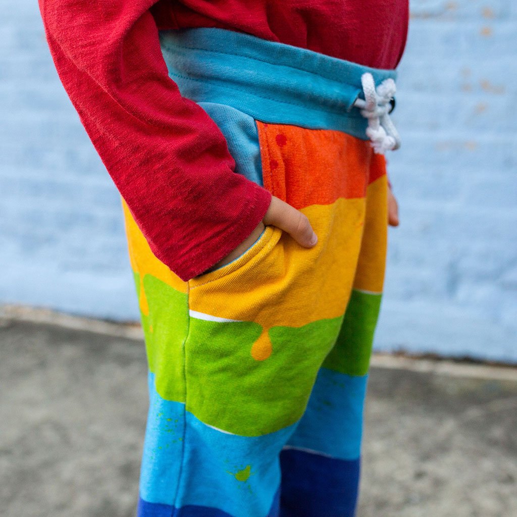 Rainbow Paint Fuzzy Fleece Jogger Pants