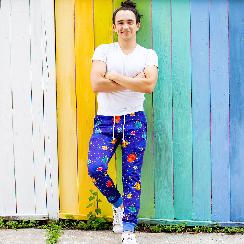 "Solar Flair" Planets Fuzzy Fleece Jogger Pants - Adult