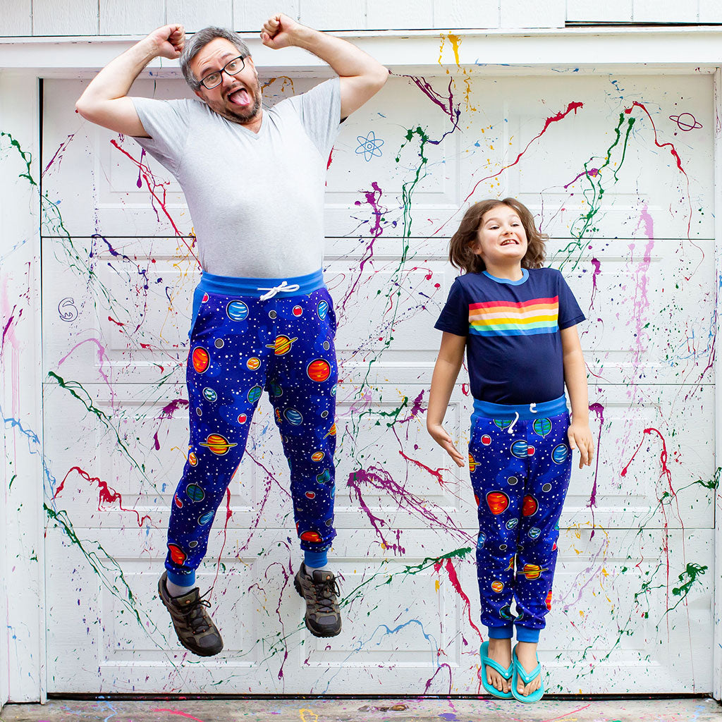 "Solar Flair" Planets Fuzzy Fleece Jogger Pants - Adult