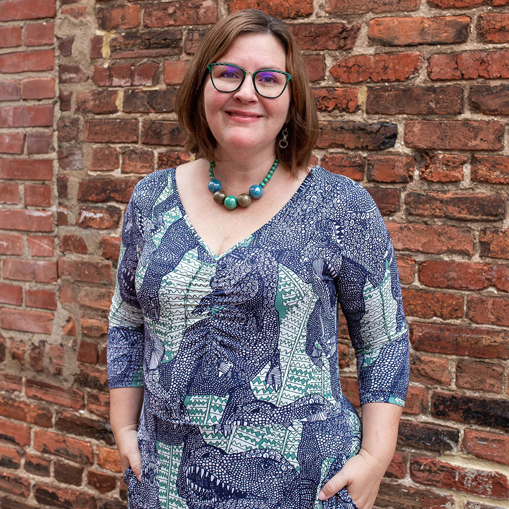 "Bringing Rexy Back" Tyrannosaurs V-Neck A-Line Dress with Sleeves
