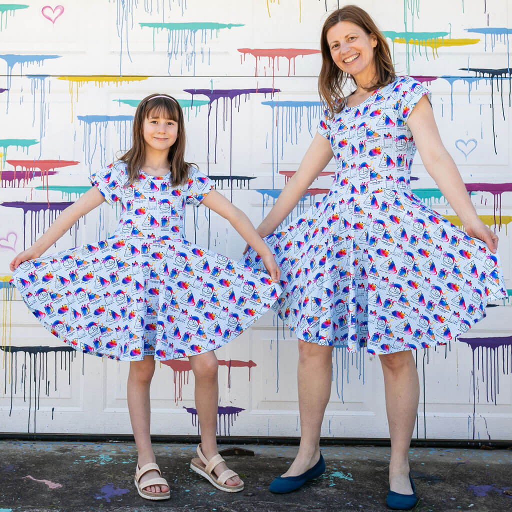 "You Gotta Be Euclidin' Me" 3D Math Cats Super Twirler Dress with Pockets