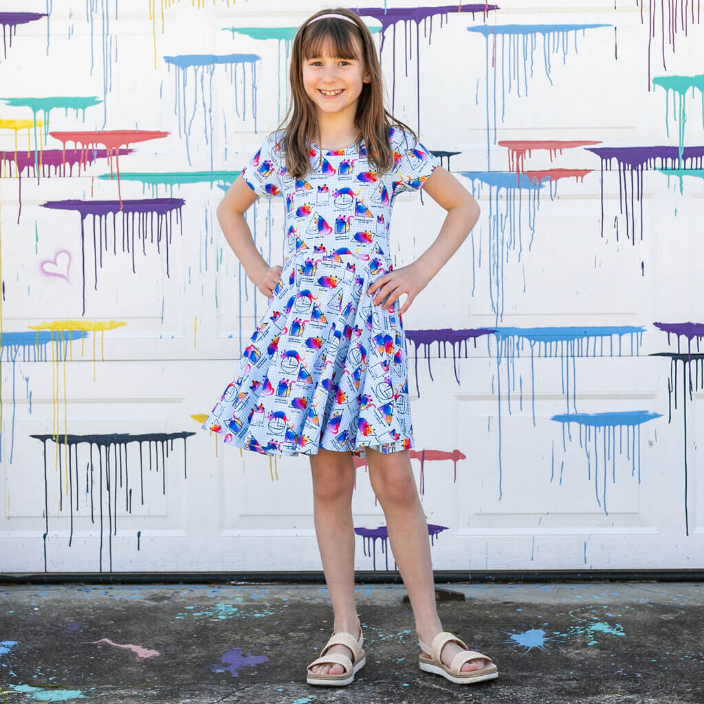"You Gotta Be Euclidin' Me" 3D Math Cats Super Twirler Dress with Pockets
