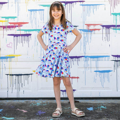 "You Gotta Be Euclidin' Me" 3D Math Cats Super Twirler Dress with Pockets