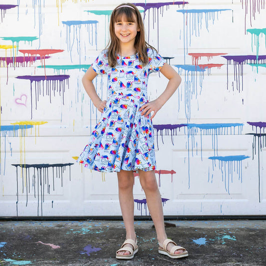 "You Gotta Be Euclidin' Me" 3D Math Cats Super Twirler Dress with Pockets