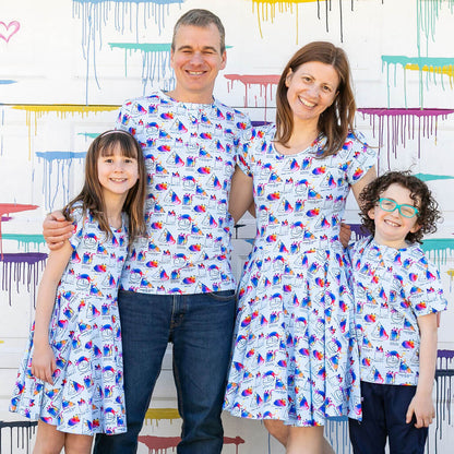 Adult "You Gotta Be Euclidin' Me" 3D Math Cats Super Twirler Dress with Pockets