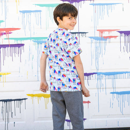 "You Gotta Be Euclidin' Me" 3D Math Cats Henley Short Sleeve Henley Tee