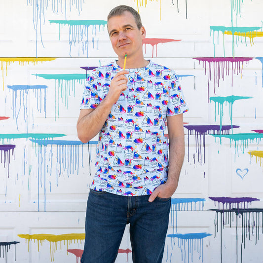 Adult "You Gotta Be Euclidin' Me" 3D Math Cats Henley Short Sleeve Tee