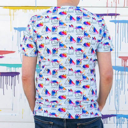 Adult "You Gotta Be Euclidin' Me" 3D Math Cats Henley Short Sleeve Tee