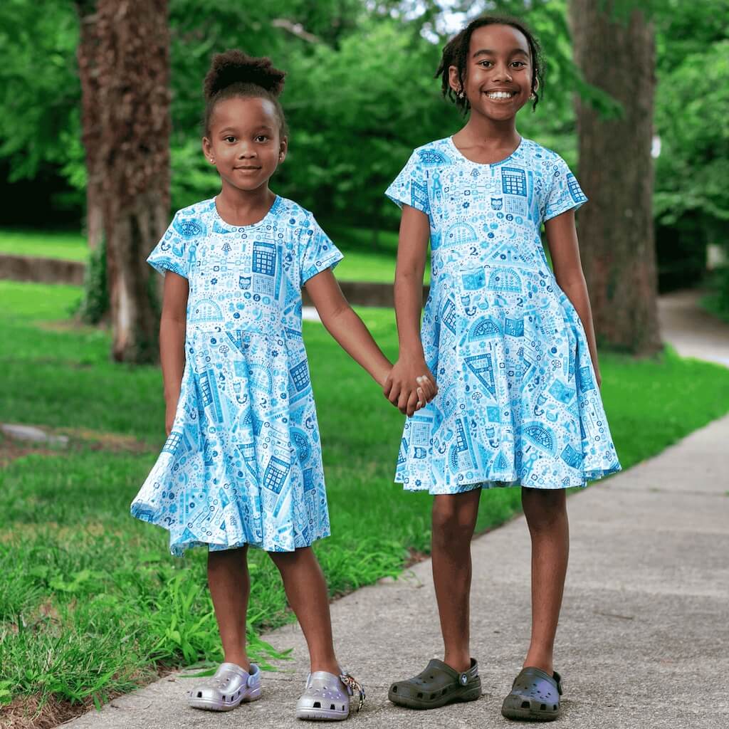 "Math Rules!" School Supplies Super Twirler Dress with Pockets