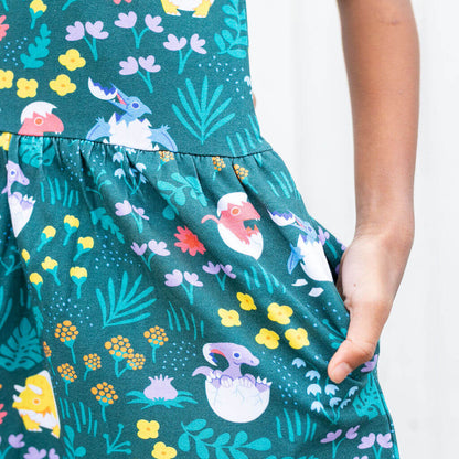 Dinosaur Eggs Cap Sleeve Dress with Pockets
