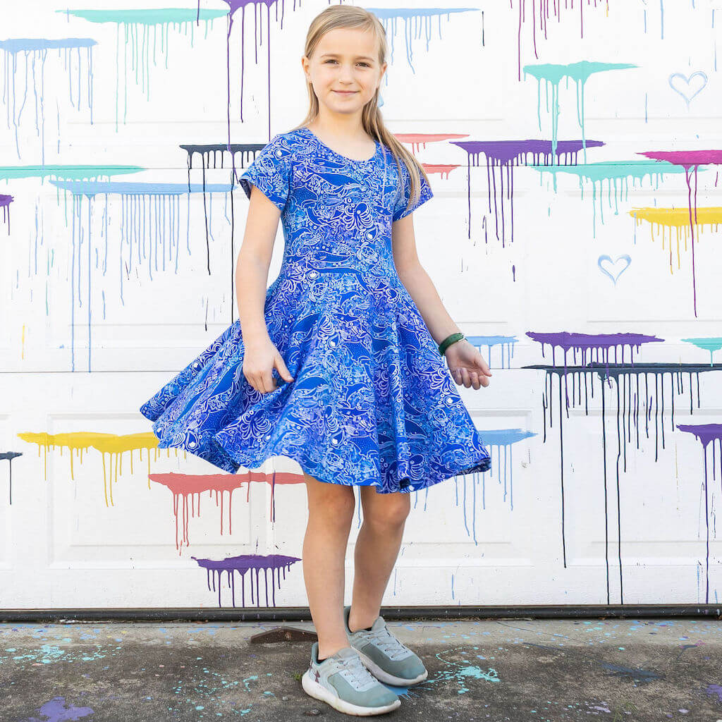 "Tide and Seek" Ocean iSpy Super Twirler Dress with Pockets
