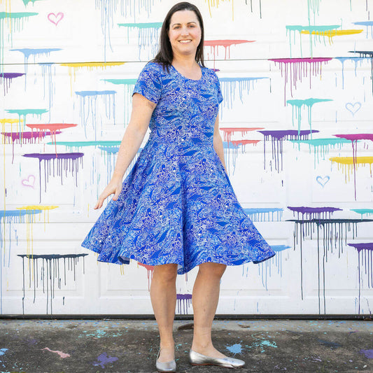 Adult "Tide and Seek" Ocean iSpy Super Twirler Dress with Pockets