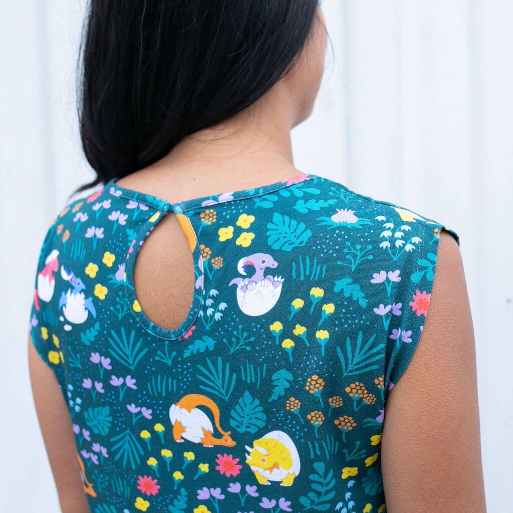 Adult Dinosaur Eggs Cap Sleeve Dress with Pockets