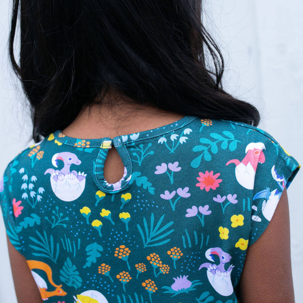 Dinosaur Eggs Cap Sleeve Dress with Pockets