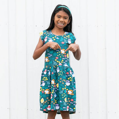 Dinosaur Eggs Cap Sleeve Dress with Pockets